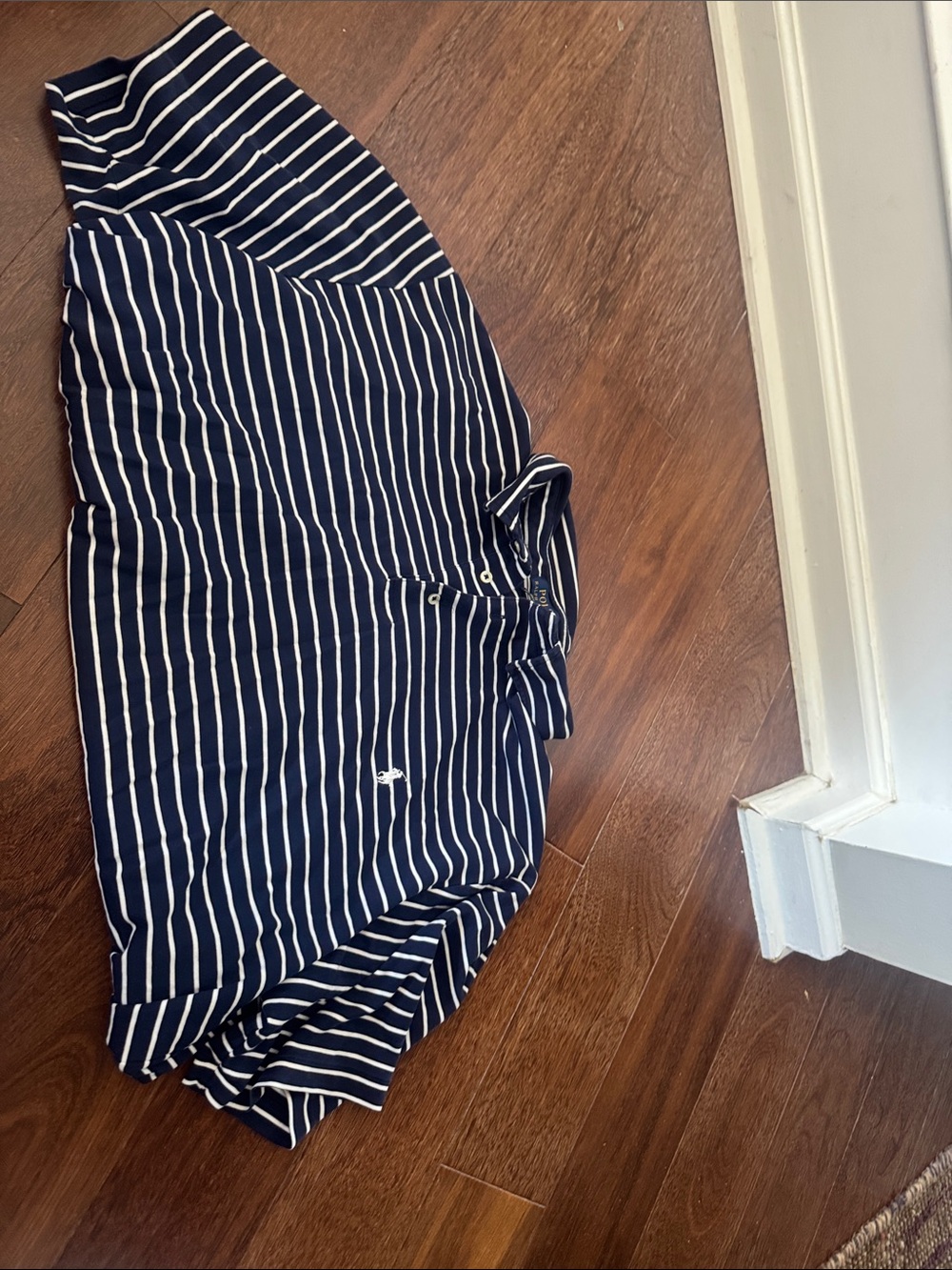 Ralph Lauren Navy and White Striped Polo